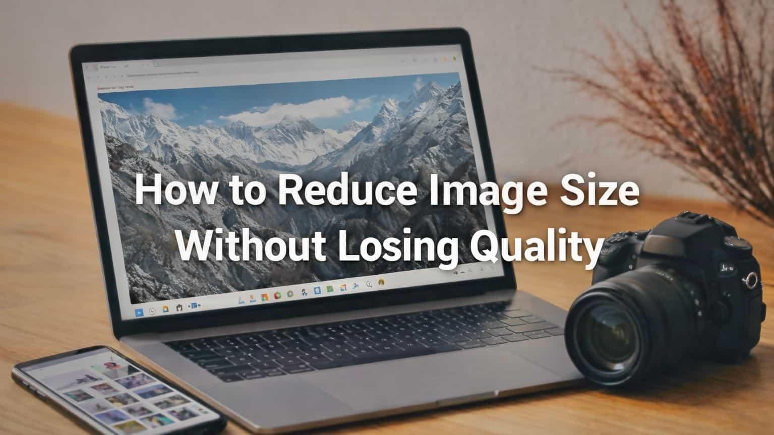 An illustration showing an image being compressed while maintaining quality.